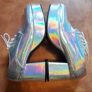 Men’s Silver/Hologram Disco Platform Costume Shoes
